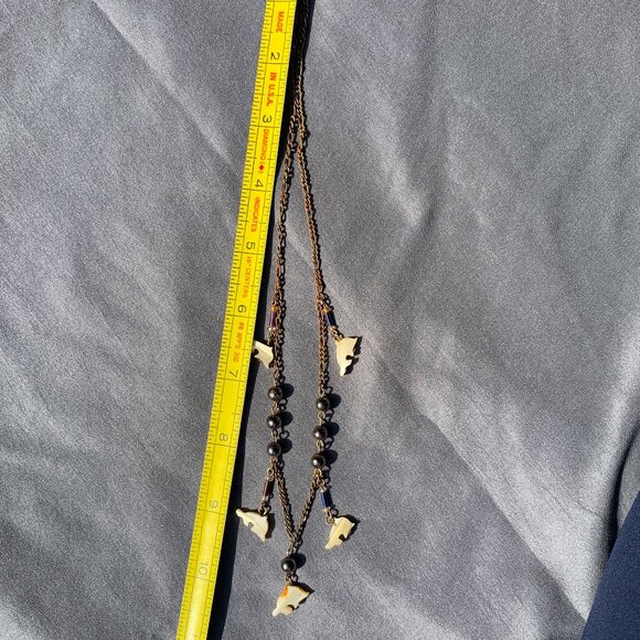 JEWELRY - 10in hand carved DOLPHIN shaped bone charm chain necklace, Alaska - Picture 8 of 8